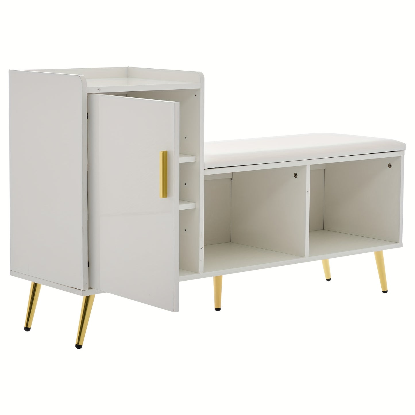 Dressoir – Ladekast – Opbergkast – Dichte Kast – Buffetkast – Wit – MDF – 140 cm Breed – 4 Deuren en 2 Open Vakken