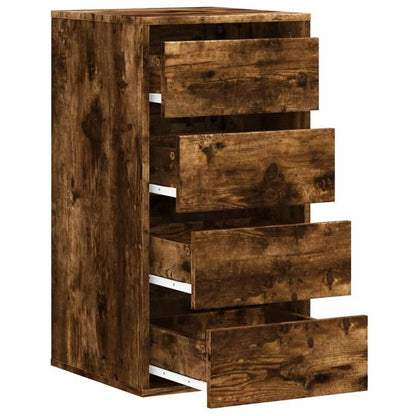 Modern Lockable Smoke Oak Wood Storage Cabinet with Lockable Drawers - 40x41x76cm Large Chest of Drawers, Oak Veneer, Easy Assembly -Standing Organizer for Bedroom, Living Room, Office - Minimalist Furniture (Engineered, Stor