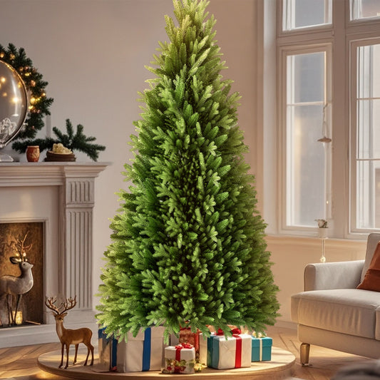 Full Artificial Christmas Tree with Sturdy Stand - Realistic PE Tips, Heavy Base, Easy Setup - No Assembly Required - Indoor/Outdoor Holiday Decor - Durable Plastic Construction - for Home, Office, Party - (150/180/225cm Heig