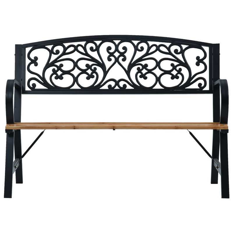 Tuinbank – Buitenbank – Tuinmeubel – Loungebank – Bierbank – Zwart Stalen Frame – 120 cm Hout