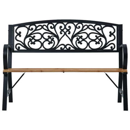 Tuinbank – Buitenbank – Tuinmeubel – Loungebank – Bierbank – Zwart Stalen Frame – 120 cm Hout