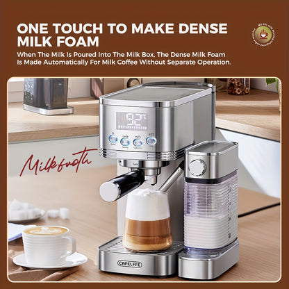 CAFELFFE MK801 Semi-Automatic Espresso Machine, Featuring An Automatic Milk Frothing System For One-touch Preparation. Equipped With 20 Bar High Pressure, Self-cleaning Function, Digital Display, And Temperature Control. Idea