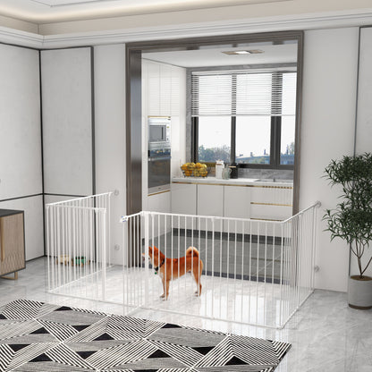 Puppyren – Hondenren – Speelren – Puppybox – Hekwerk – Stalen Frame – Dubbel Slot – 90 cm Hoog – Wit – Inklapbaar – Modulair