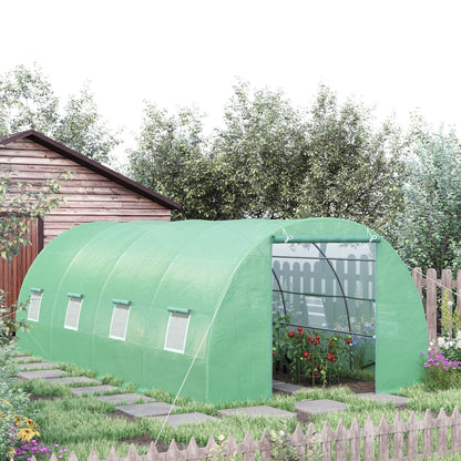Tuin Tunnelkas – Tuinkas – Kaskas – Groentekas – Plantenkas – 6x3x2 Meter – Verzinkt Stalen Frame – 8 Ventilatieraampjes – Oprolbare Deur – UV-bestendige PE Bedekking – Groen