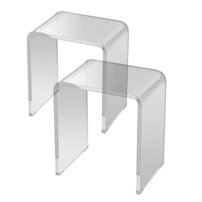 Acryl Bijzettafels – Bijzettafel Set – Side Table – Salontafel – Nachtkastje – Transparant Design – 41,5x30,5x46 cm – 18 mm Dik Acryl