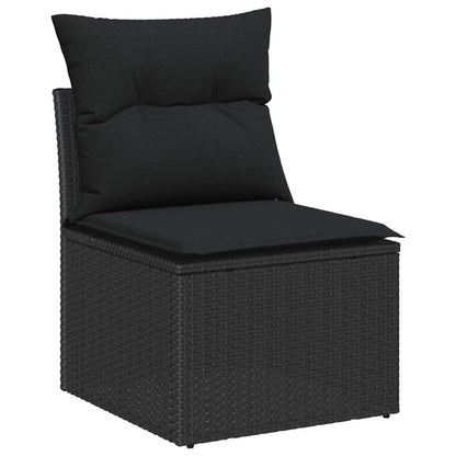 Modulaire Loungeset Tuin – Loungeset Buiten – Tuinbank – Loungesofa – Tuinmeubilair – Zwart Met Salontafel – Weerbestendig Handgevlochten Rattan – Comfortabele Foamkussens