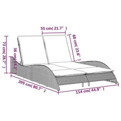 Loungestoel – Fauteuil – Tuinstoel – Relaxstoel – Zitmeubel – Lichtgewicht Poly Rattan – Weerbestendig Met Kussen 114x205x73 cm