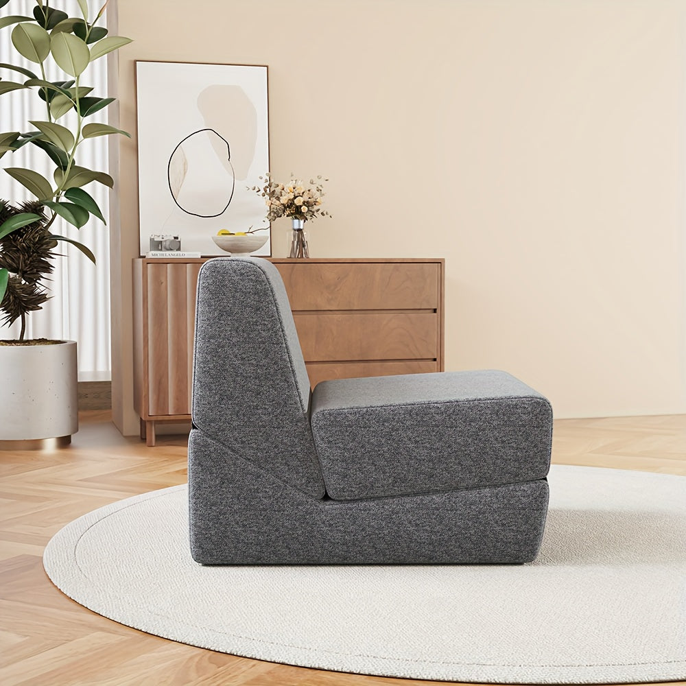 Slaapbank – Bedbank – Slaapstoel – Logeerbed – Slaapfauteuil – Drievoudig Opvouwbaar – Comfortabele Katoenen Vulling – Ruimtebesparend Ontwerp – Grijs