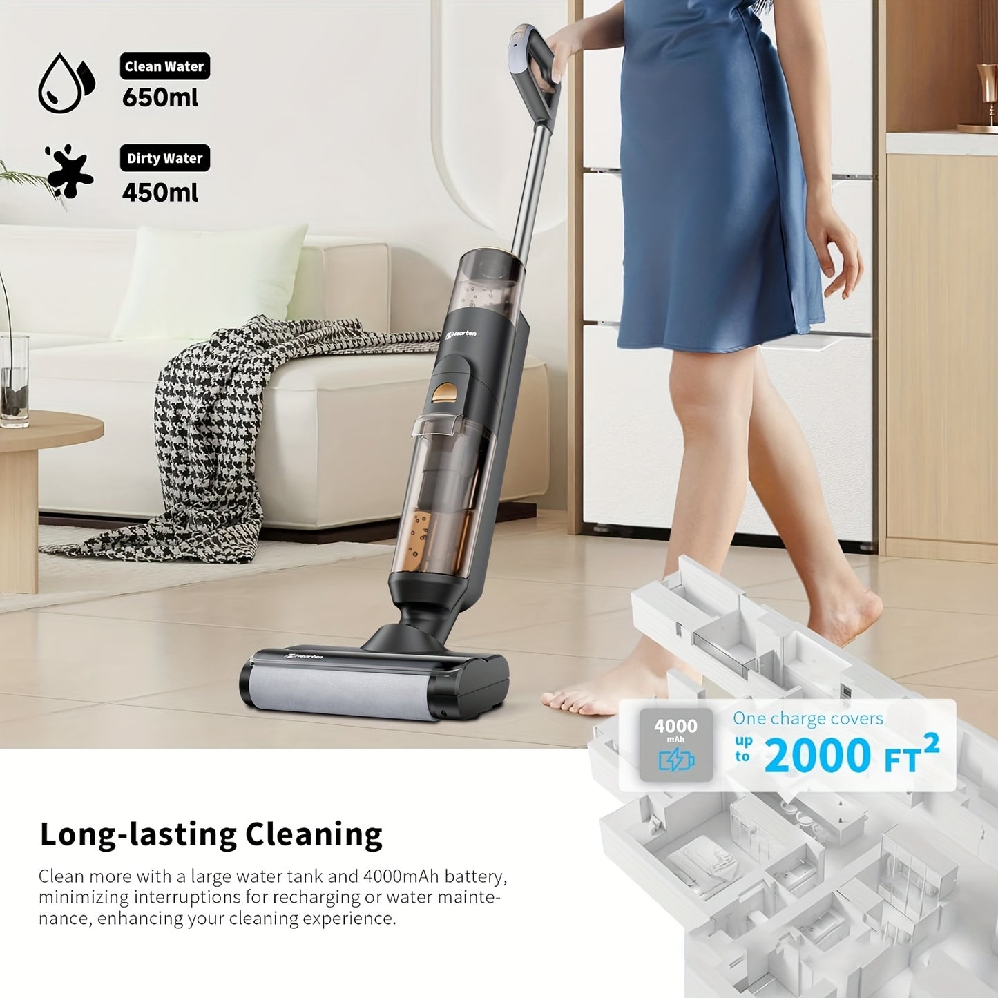 Dweil- en Stofzuiger – Nat Droog Stofzuiger – Draadloze Schoonmaker – Zelfrijdende Vacuüm – Mop Vacuüm – Twee-in-één Reiniging – Zelfreinigende Borstelrol