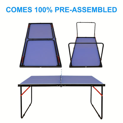 Pingpongtafel – Tafeltennistafel – Opvouwbare Tafel – Speeltafel – Indoor Outdoor – Draagbaar Design – Houten Blad 137,2 cm