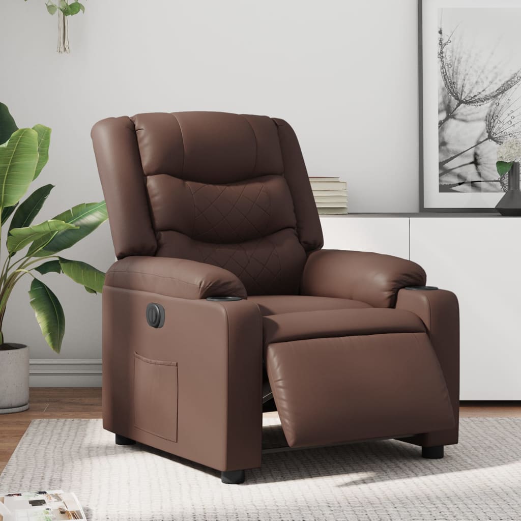 Elektrische Relaxstoel – Relaxfauteuil – Fauteuil – Elektrische Stoel – Verstelbare TV-Stoel – Elektrisch Verstelbaar Tot 135 Graden – Imitatieleer Bruin