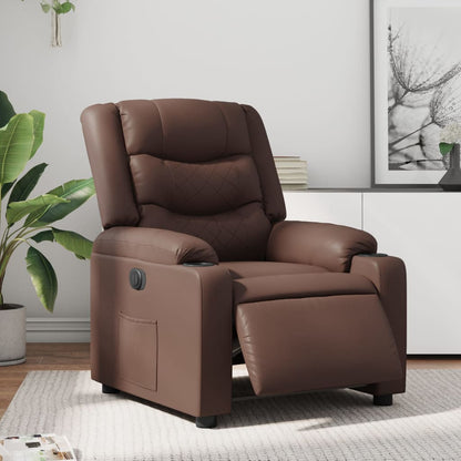 Elektrische Relaxstoel – Relaxfauteuil – Fauteuil – Elektrische Stoel – Verstelbare TV-Stoel – Elektrisch Verstelbaar Tot 135 Graden – Imitatieleer Bruin