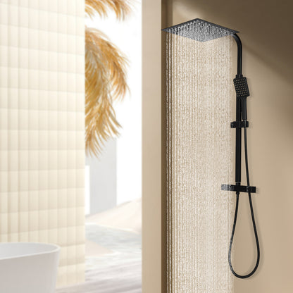 Douchekopset – Douchekop – Doucheset – Handdouche – Regendouche – Zwart – 30 cm – Thermostatisch – Hoge Druk