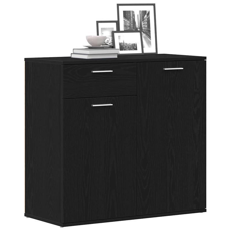 Ladekast – Kommode – Opbergkast – Dressoir – Ladenkast – Mat Zwart Met Gouden Handgrepen – Massief Hout, Volledig Gemonteerd