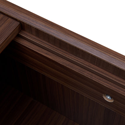 Salontafel – Woonkamertafel – Koffietafel – Side Table – Brewing Variant – Donkerbruin Houtlook Met Glazen Tafelblad – Verborgen Opbergruimte Met Schuifdeksel