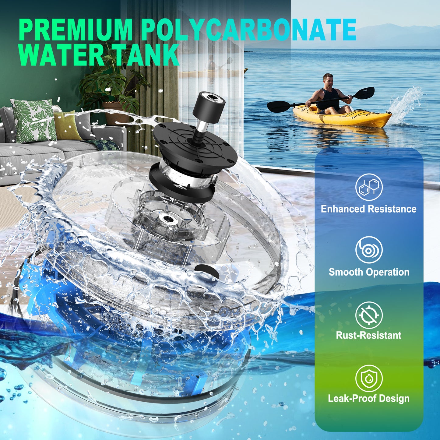 Rowing Machine for Home, Water Rowing Machine with Bluetooth Monitor, Foldable Rowing Machine, Rowing Machines with Adjustable Table Holder, 160 Kg Weight Capacity