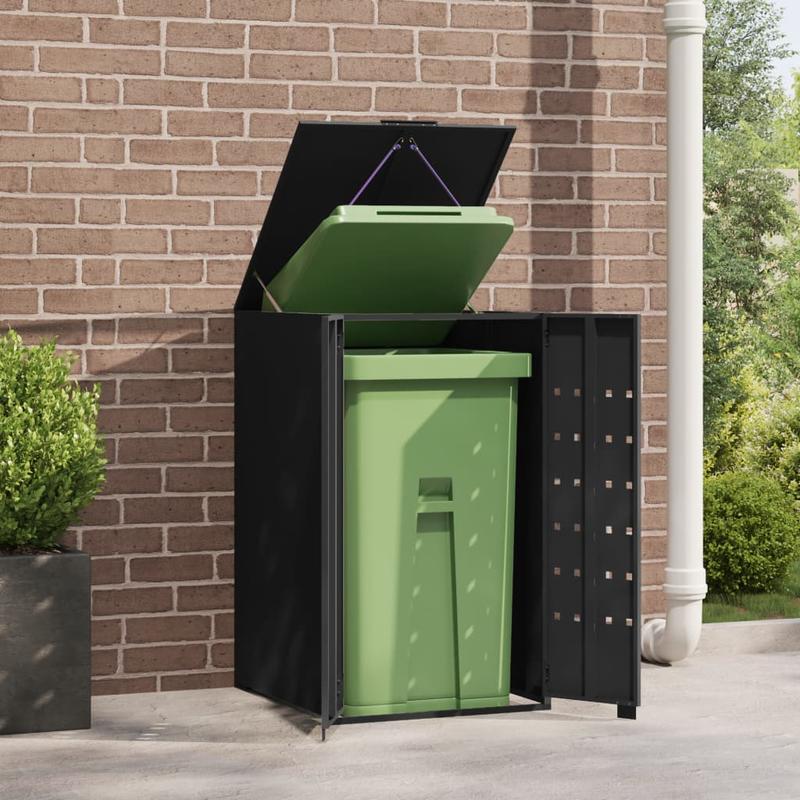 Afvalcontainer Buiten – Afvalbak – Vuilnisbak – Prullenbak – Afvalton – Gepoedercoat Staal – Grote Capaciteit 69x79x117 cm