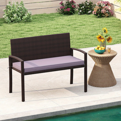 Tuinbank – Buitenbank – Buitenmeubel – Loungebank – Zitbank – Wicker – 2-zits – Weerbestendig PE Rattan – Stevig Metalen Frame – Inclusief Afneembare Kussens