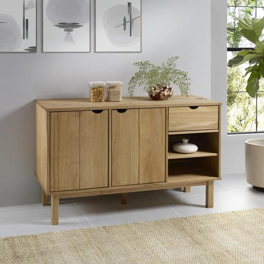 Hallway Storage Cabinet OTTA Solid Pine Wood Sideboard 114x43x73.5 cm