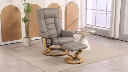 Relaxfauteuil – Draaifauteuil – Lounge Chair – Relaxstoel – Fauteuil Met Voetsteun – Verstelbare Rugleuning – Houten Frame Grijs