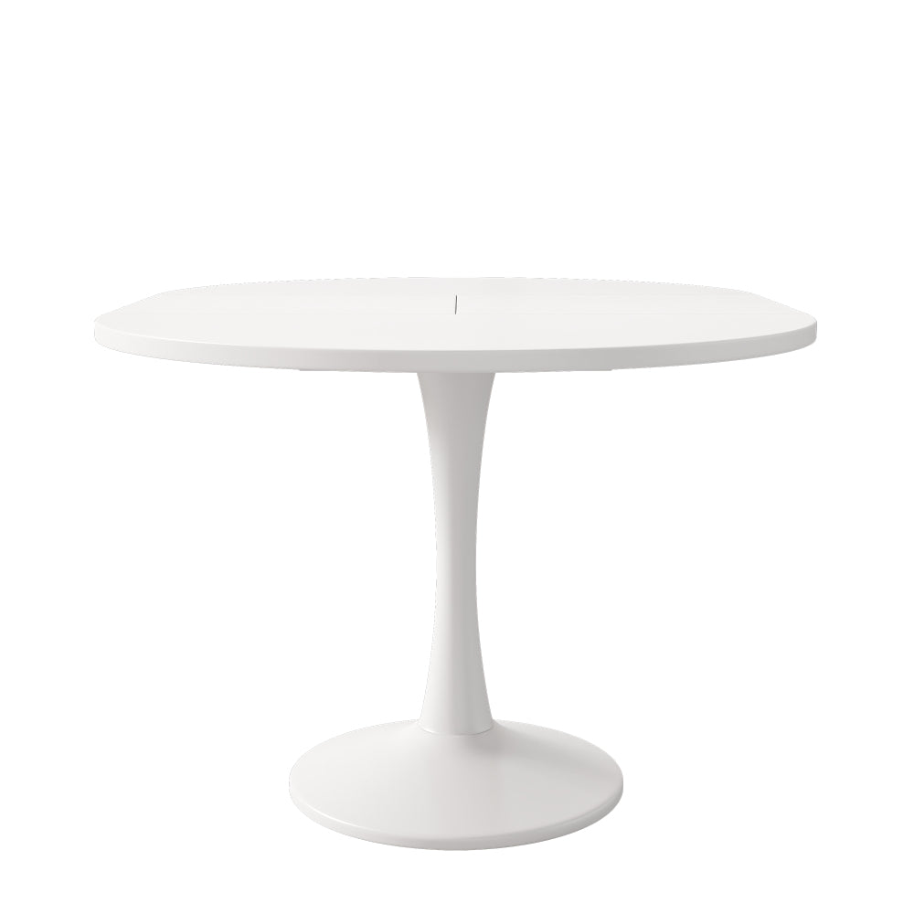 Modern Minimalist Extendable Oval/Rectangular Dining Table - White Convertible Table Suitable for Small Spaces, Easy Assembly, Durable Metal Frame, Expandable Length (100/140cm)