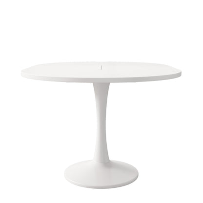 Modern Minimalist Extendable Oval/Rectangular Dining Table - White Convertible Table Suitable for Small Spaces, Easy Assembly, Durable Metal Frame, Expandable Length (100/140cm)