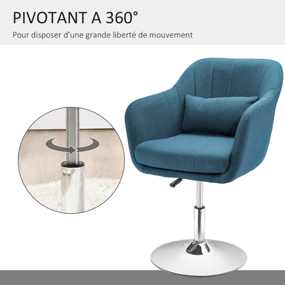 Lounge Chair – Fauteuil – Relaxstoel – Loungestoel – Zetel – Verstelbare Hoogte – 360° Draaibaar – Hoogwaardig Schuim – Chromen Metalen Onderstel – Blauwgroen
