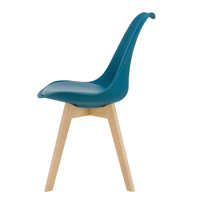 Eetkamerstoel – Stoel – Kuipstoel – Keukenstoel – Woonkamerstoel – Set van 6 – PU Kunstleer Bekleding – Massief Beukenhout Frame – Turquoise