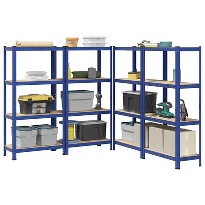 4-laagse Opbergkast – Opbergsysteem – Rek – Plankenkast – Stellingkast – Blauw – Stevig Staal & Engineered Hout – Compact Design