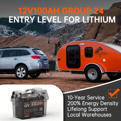 Li-ion Accu – LiFePO4 Accu – Oplaadbare Batterij – 12V 100Ah Accu – Batterij Pack – Lange Levensduur – Ingebouwd Beveiligingssysteem