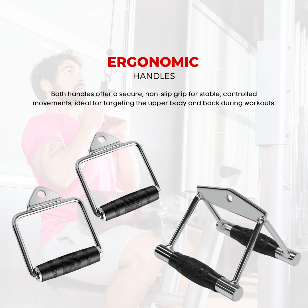 Barbell Machine Bar Set | 6 Essential Accessories for Pulley Stations & Home Gyms | Rowing Bar, Lat Pull Bars, EZ-Curl Bar | Perfect for Full-Body Strength Training