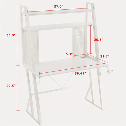 Gaming Bureau – Computerbureau – Werkbureau – Gamersdesk – Thuiswerkbureau – Zwart Met Carbon Fiber Blad – Ergonomisch Ontwerp – Inclusief Opbergplank