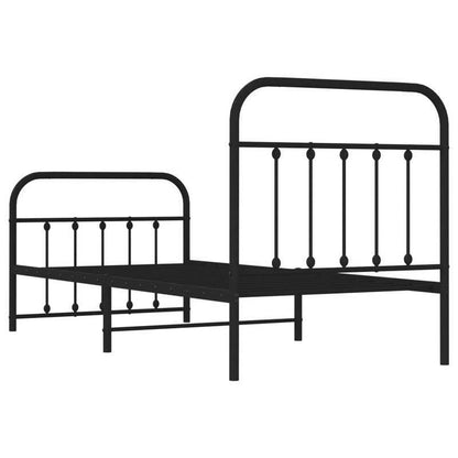 Bedframe – Bedbodem – Ledikant – Eenpersoonsbed – Slaapbank – Metalen Verstelbaar Frame – Stevig Zwart 90x200 cm – Eenvoudige Montage Zonder Gereedschap