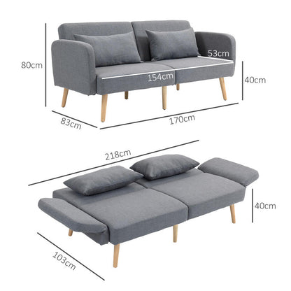 Bankbed – 3-zits Slaapbank – Logeerbed – Bedbank – 2-persoonsbed – Houten Frame – Draagkracht 240 kg – Afmeting 170x83x80 cm