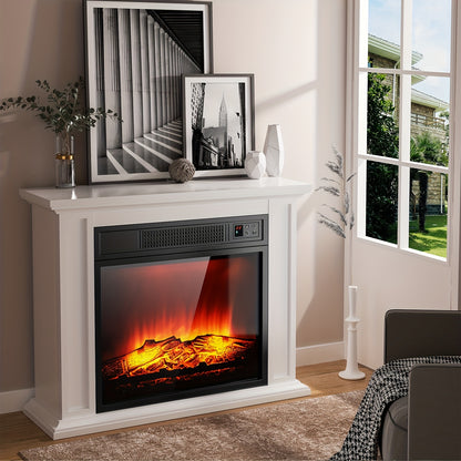 Elektrische Haard – Sfeerkachel – Inbouwhaard – Vloerhaard – Haardmantel – Zwarte Vrijstaande Haard – Realistisch Vlameffect – 2000 Watt Verwarming