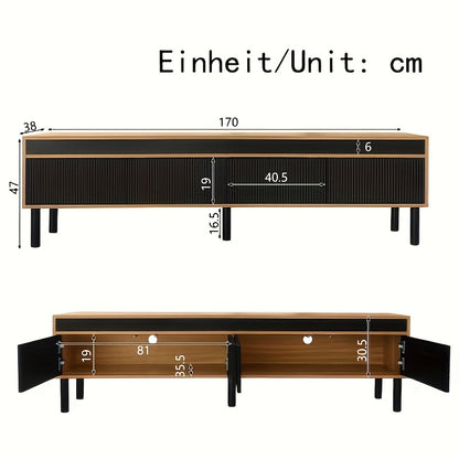 TV Meubel – TV Kast – TV Rek – TV Stand – TV Console – Modern Design – Kabelmanagement – Zwarte Poten – Houtafwerking – Geschikt Voor Alle TV Maten – Duurzaam & Eenvoudig In Te Richten