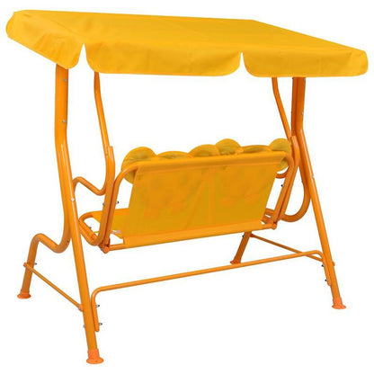 Schommelstoel – Schommelstoelen – Relaxstoel – Fauteuil – Loungestoel – Geel – Stevig Dennenhouten Frame – Weerbestendige Stof – 115x75x110 cm – Gemakkelijk Te Installeren