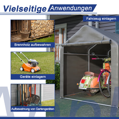 Fietsenstalling – Fietsberging – Fietsenhok – Gereedschapsschuur – Tuinhuisje – 160x220x165 cm – Waterdicht PE Materiaal – Rolluikdeur