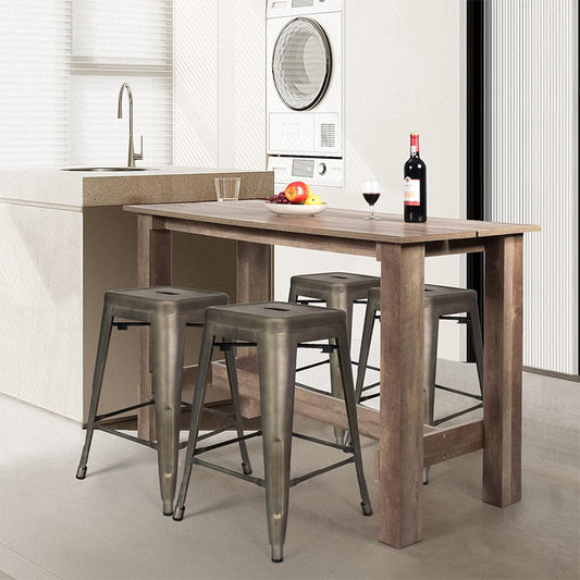 Barkrukken – Barstoelen – Hoge Stoelen – Keukenstoelen – Barkruk Set 4 – Armlos Ontwerp – Verwijderbare Rugleuning – Comfortabele Voetensteun – Stevige Metalen Poten