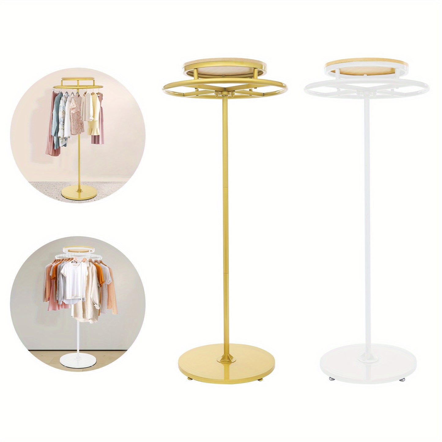 Kledingrek – Garderoberek – Kledingstandaard – Dressboy – Kapstok – 360° Draaibaar – Hoogwaardig Metaal Wit – 60 cm Breed – 140 cm Hoogte – Verstelbare Voetkussentjes