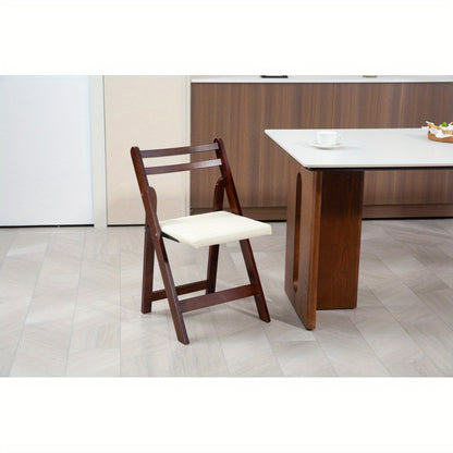 Moderne Opvouwbare Eetkamerstoel – Klapstoel – Ruimtebesparende Stoel – Vouwstoel – Flexibele Zitplaats – Stevige A-Frame Constructie – Comfortabele Witte Kussenzitting