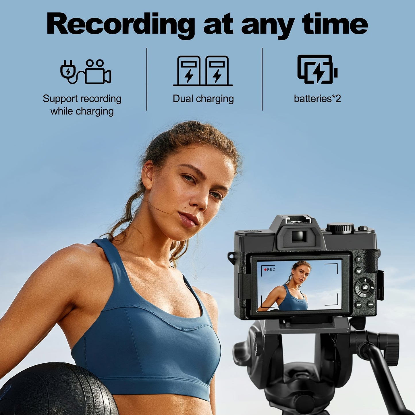 Digitale Camera – Fotocamera – Vlogcamera – Compact Camera – Reiscamera – 48 Megapixel Sensor – 180° Kantelbaar OLED-scherm – Zwart