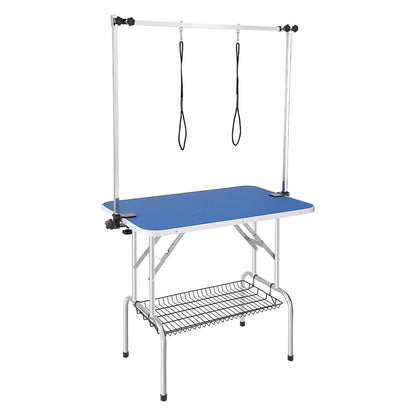 Trimtafel Hond – Grooming Tafel – Verzorgingstafel – Opvouwbare Trimbank – Honden Trimtafel Blauw – Stevige IJzeren Constructie – Maximale Draagkracht 150 kg