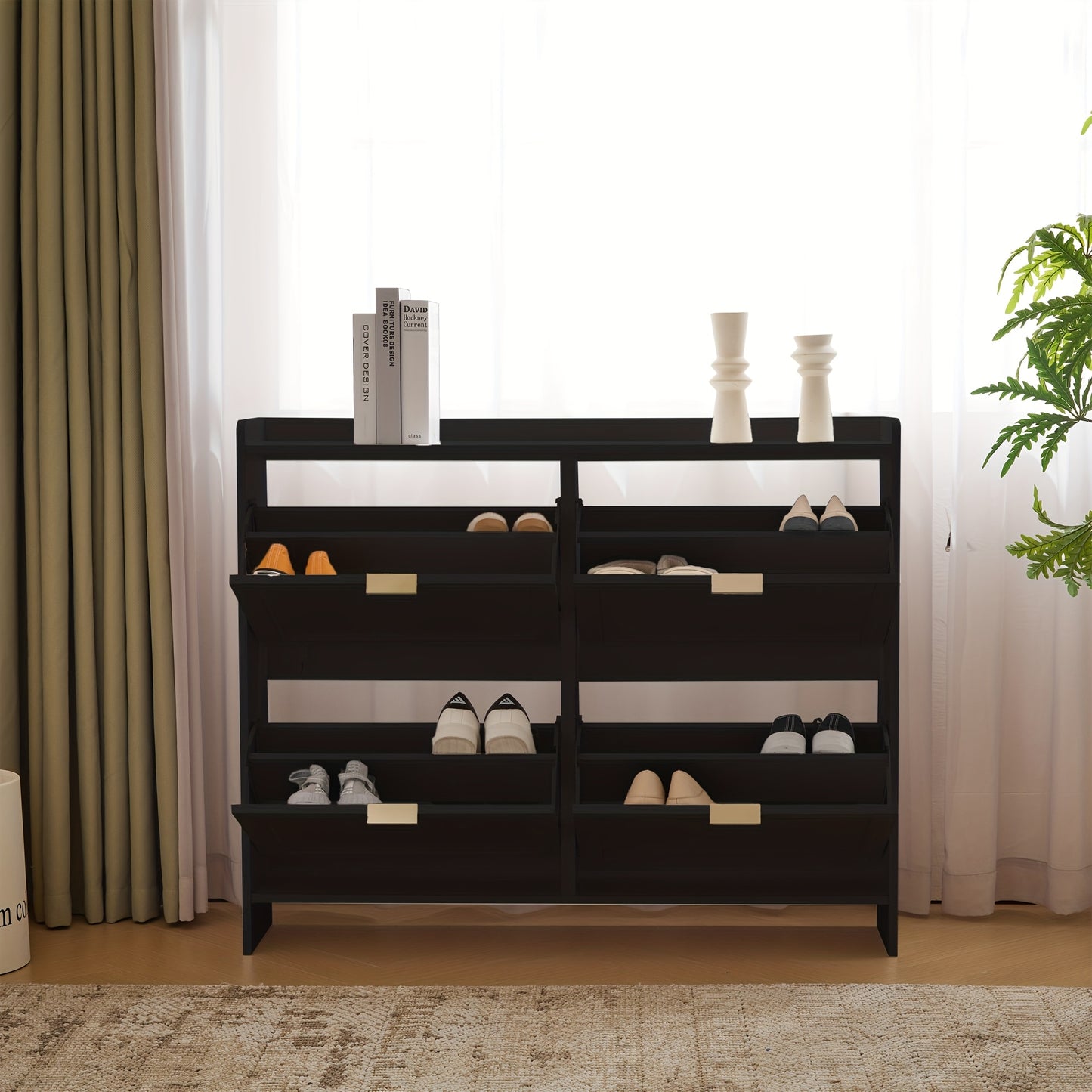 Schoenenkast – Schoenenrek – Schoenopberger – Halmeubel – Mudroomkast – Modern Metaal en Bamboe – Ruimtebesparend Design – Stevig en Duurzaam