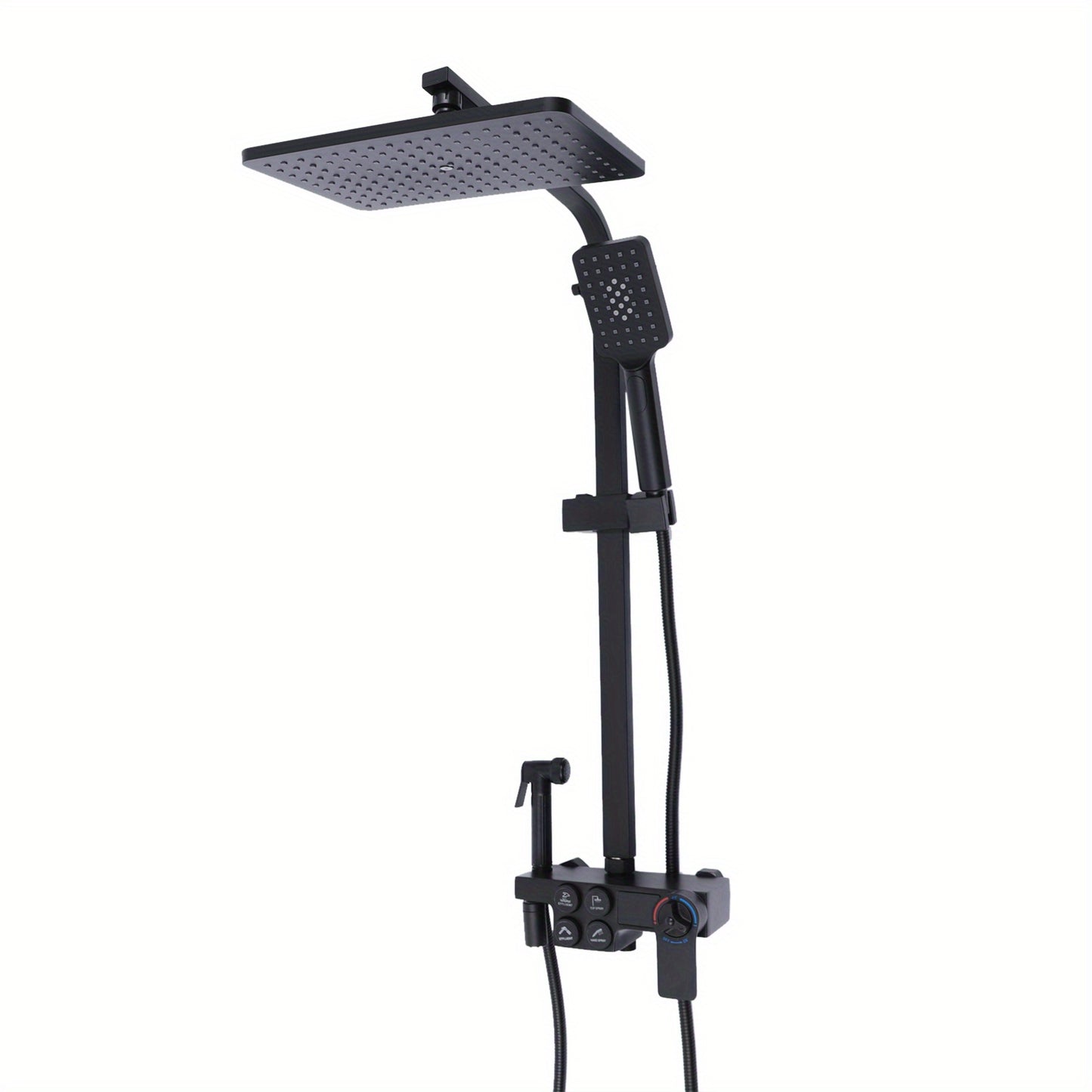 Thermostatic black shower head set, suitable for all kinds of bathrooms, Copper, Black