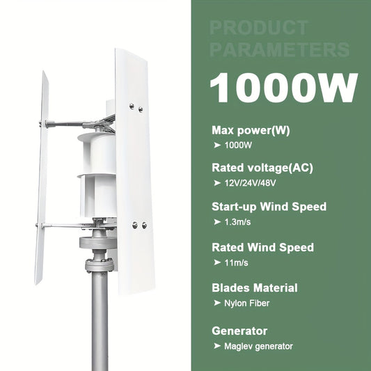 Windturbine – Mini Windgenerator – Duurzame Energie Generator – Windmolen – Off-Grid Energie – Dubbele Luchtkamers – Fluisterstil & Werkt Bij Weinig Wind