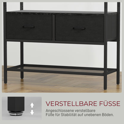 Kledingstandaard – Kledingrek – Jasrek – Schoenenrek – Stofladen – Industrieel Design – Stevig Metalen Frame – 8 Haakjes – Zwart