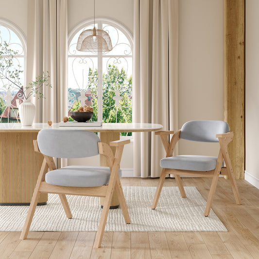 Inklapbare Eetkamerstoelen – Vouwstoelen – Opklapbare Stoelen – Klapstoelen – Eettafelstoelen – Massief Hout – Comfortabele Grijze Velvet Bekleding