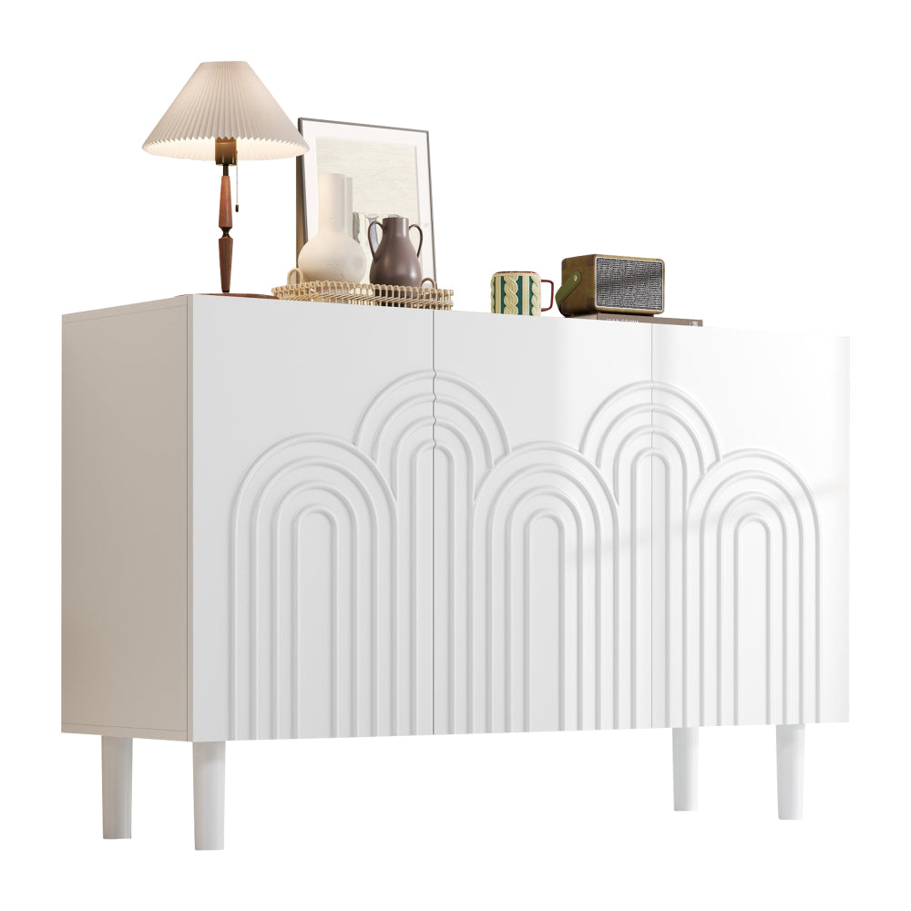 Dressoir – Sideboard – Opbergkast – Kast – Wandmeubel – Wit – 120x38,5x79 cm – Verstelbare Plank – 16 cm Poten