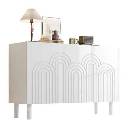 Dressoir – Sideboard – Opbergkast – Kast – Wandmeubel – Wit – 120x38,5x79 cm – Verstelbare Plank – 16 cm Poten